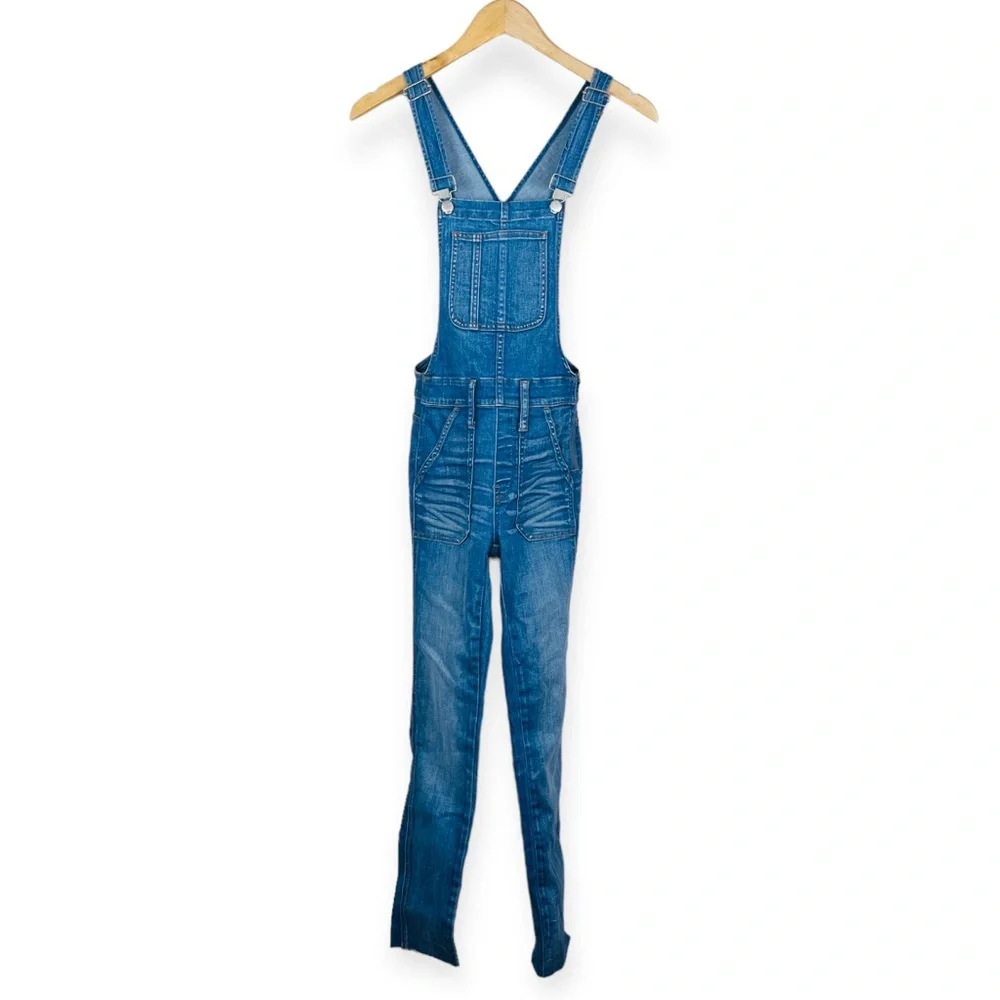 MADEWELL Blue Denim Skinny Overalls Size XXS Kemp Wash $148 Casual High Waist